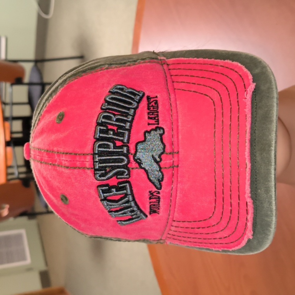 Lake Superior World's Largest Embroiderd  Strap-on Hat Cap